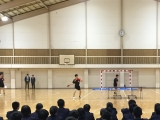 ✩スマッシュの練習の様子を披露　　 県北大会を勝ち抜き常に県大会に出場する卓球部